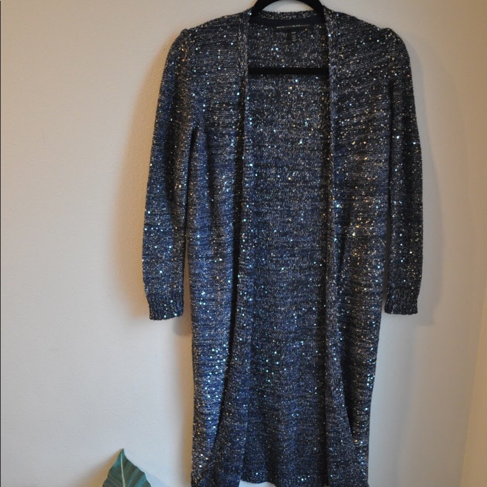 Sequined Navy Blue Cardigan
